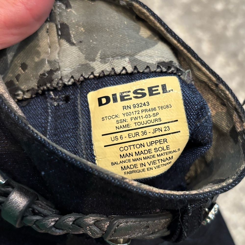 Diesel Denim Ankle Boots with Belt Crystals Strap – Edgy Casual Style size 5.5 - Picture 14 of 16